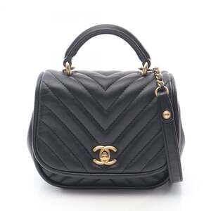 CHANEL V-stitch chevron shoulder bag lambskin (sheepskin) women's black